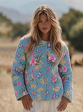 Blue Butterfly Floral Quilted Jacket