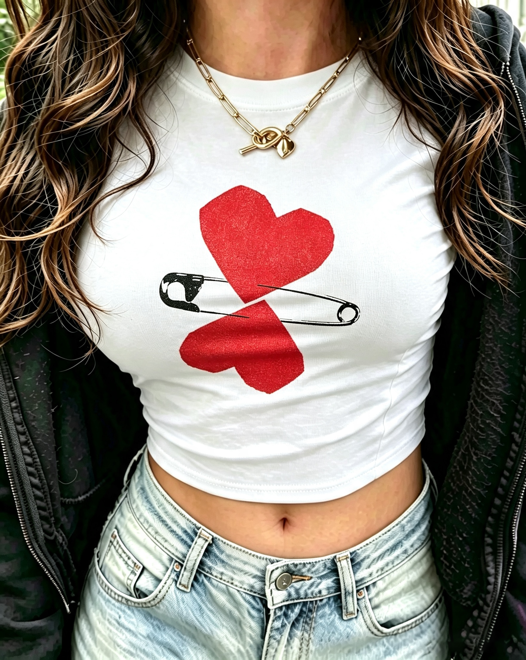 Safety Pin Heart Baby Tee