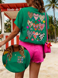 Pattern Hearts Graphic T-Shirt