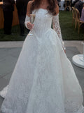 White Lace Off-Shoulder Ballgown