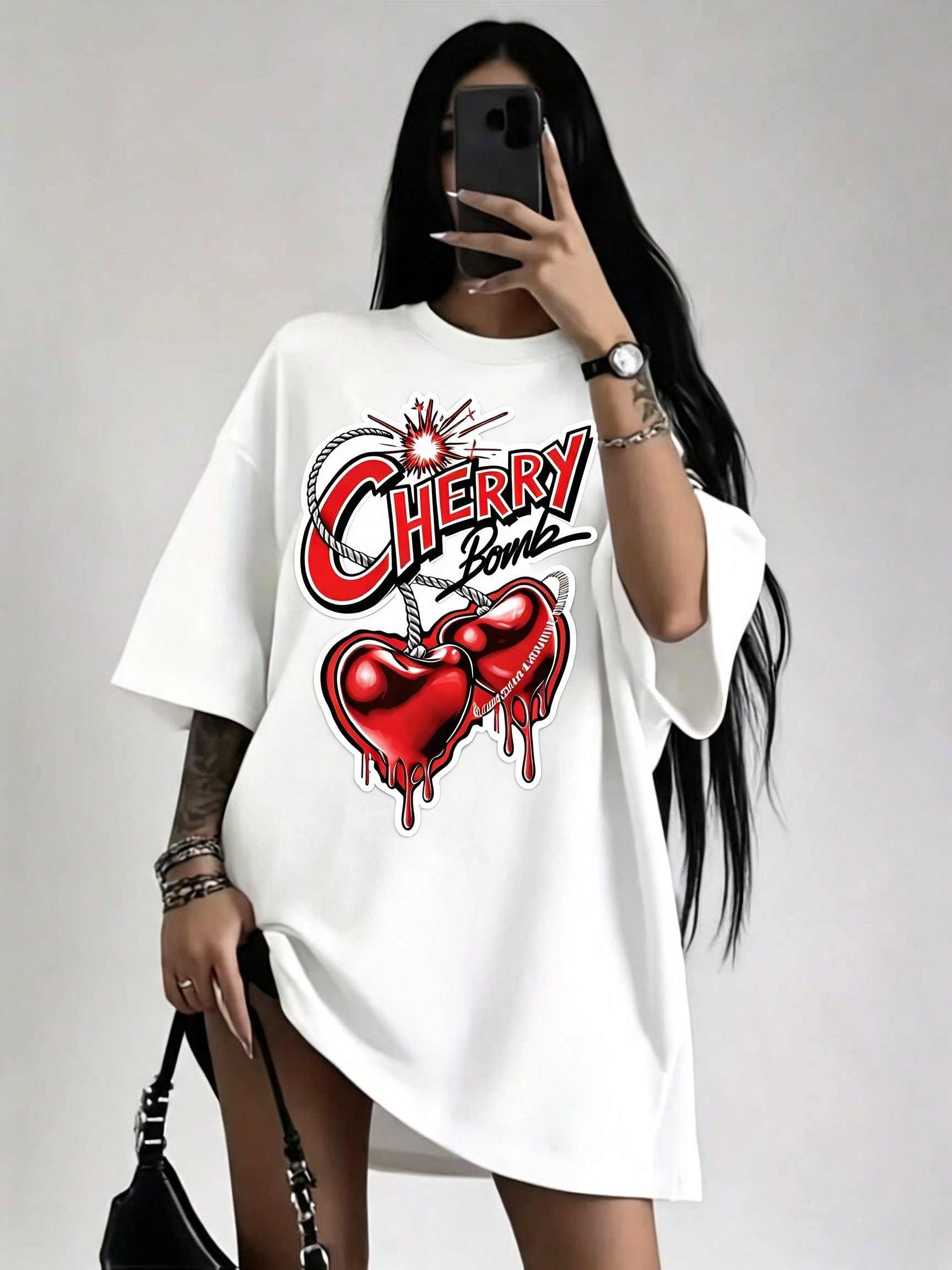 Cherry Bomb Graphic Oversized Tee