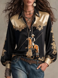 Black Gold Cowboy Satin Shirt