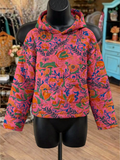 Pink Floral Quilted Hoodie