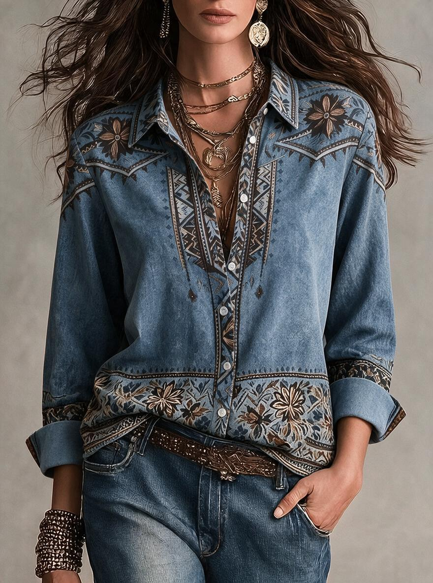 Western Embroidered Denim Shirt