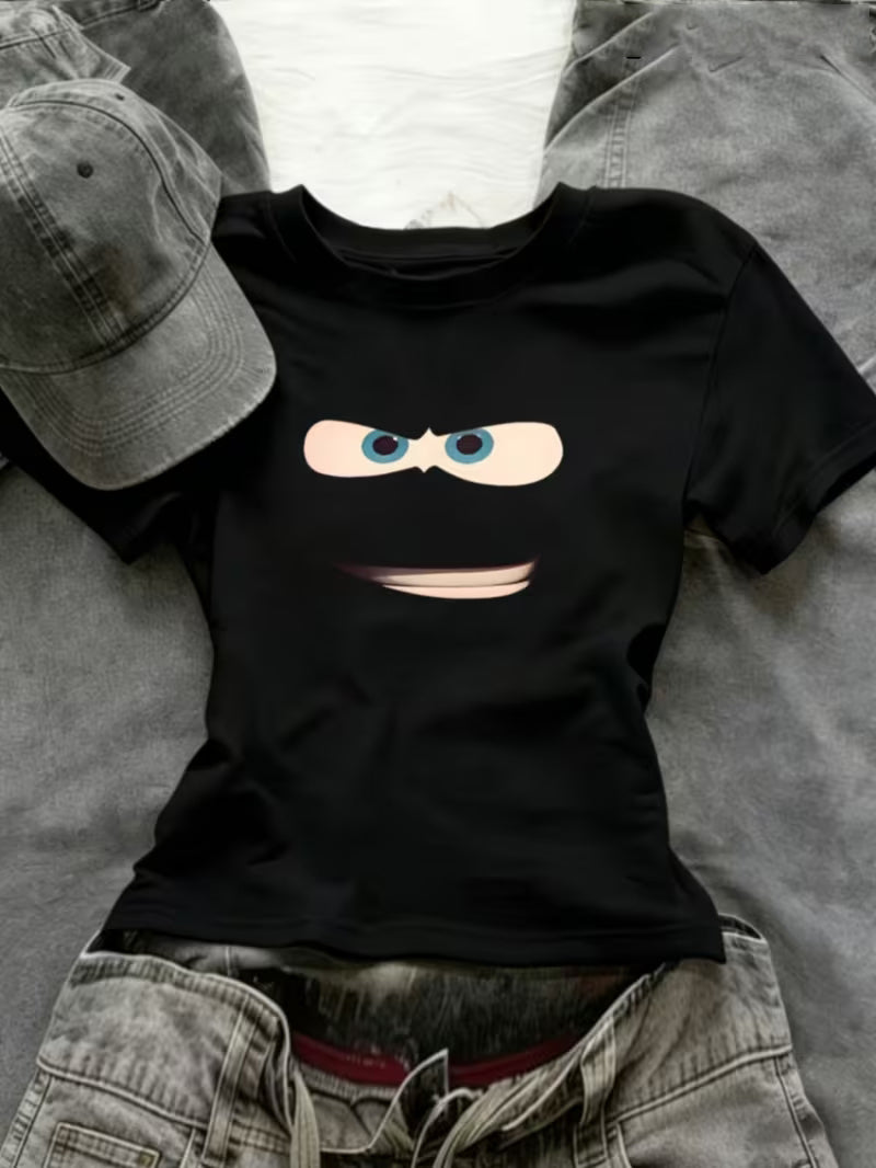 Black Character Face Graphic Baby Tee