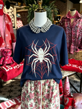 Navy Spider And Web Graphic Oversized Tee