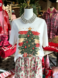 Christmas Tree Striped Graphic Oversized Tee