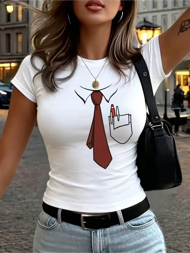 Tie And Pocket Graphic Baby Tee