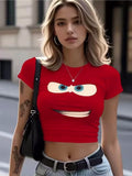 Red Character Face Graphic Baby Tee