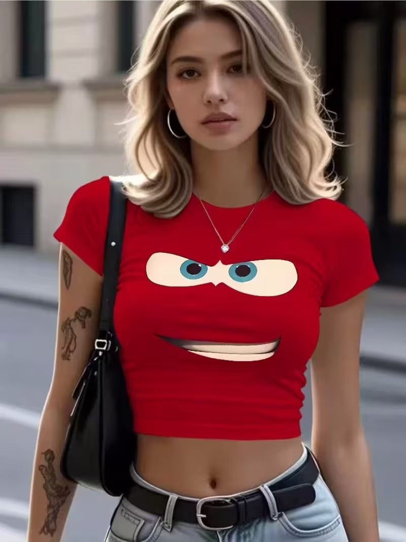 Red Character Face Graphic Baby Tee