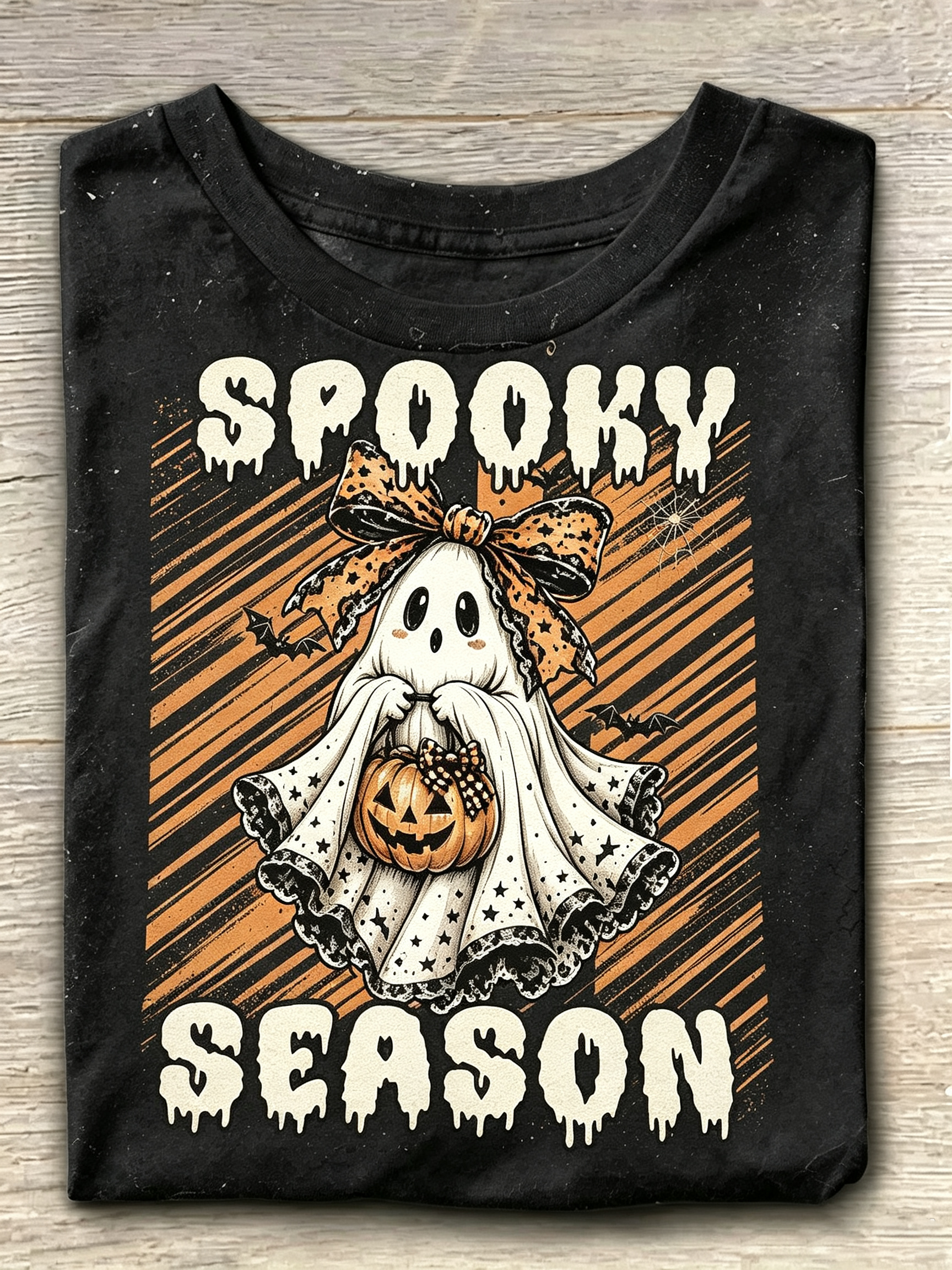 Spooky Season Bow Ghost Graphic T-Shirt