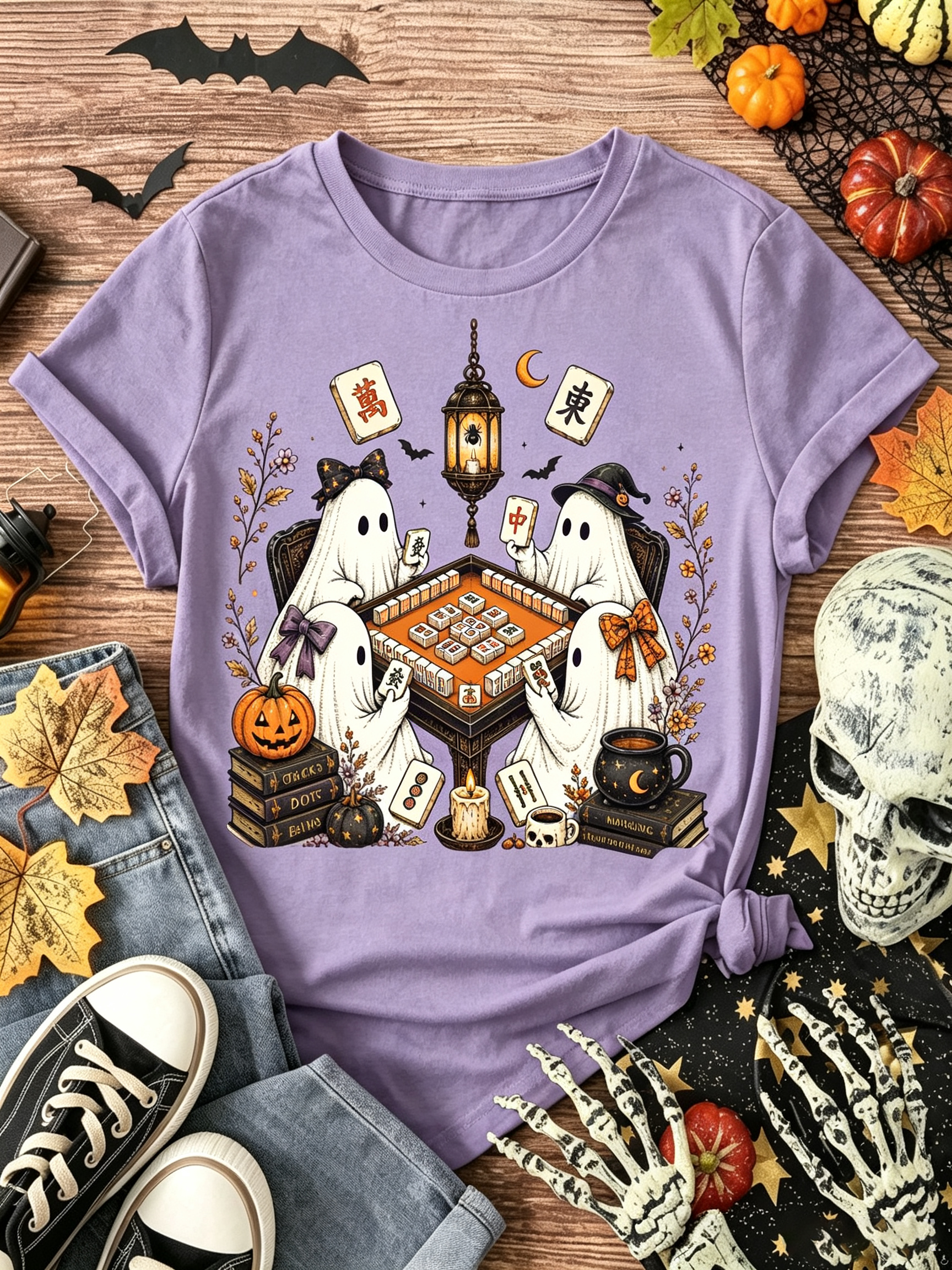 Ghost Mahjong Night Graphic T-Shirt