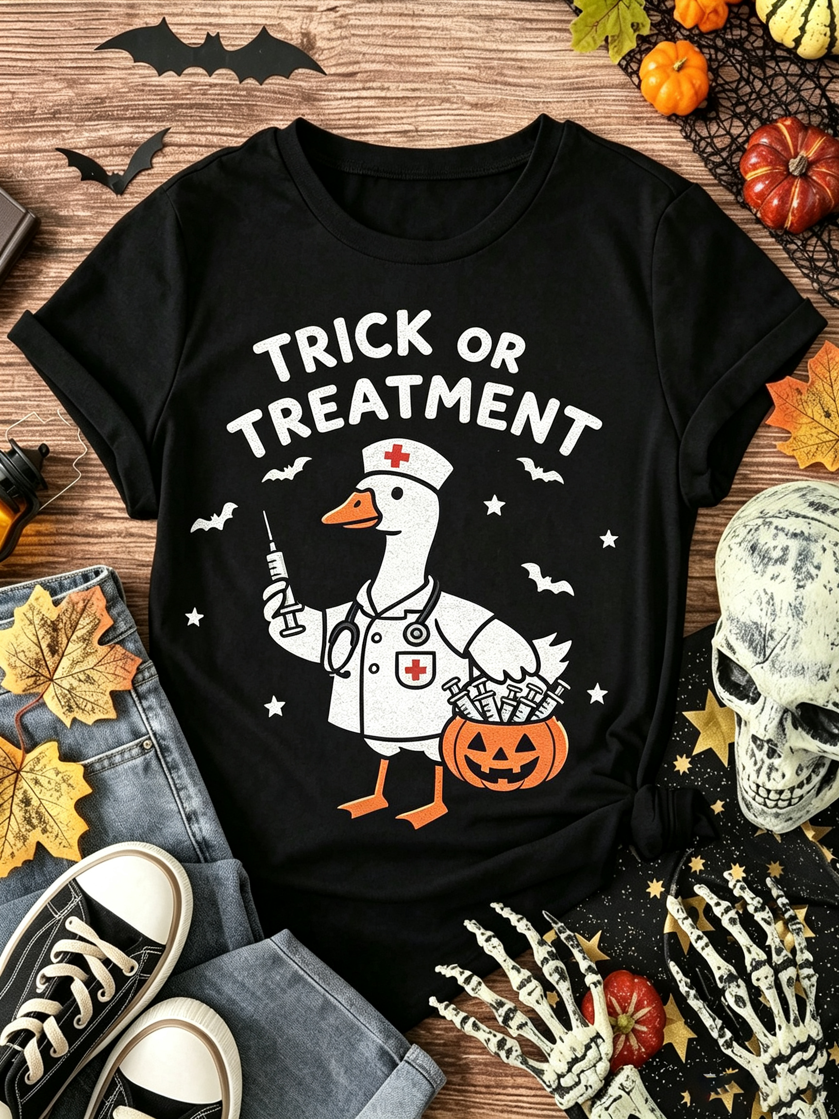 Nurse Goose Trick Or Treatment Graphic Tee