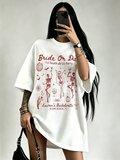 Bride Or Die Skeleton Graphic Oversized Tee