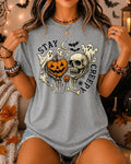 Grey Stay Creepy Halloween Graphic T-Shirt