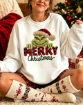 White Grinch Merry Christmas Faux Fur Sweatshirt