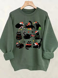 Olive Christmas Black Cat Sweatshirt