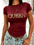 Burgundy Queen Metallic Graphic T-Shirt