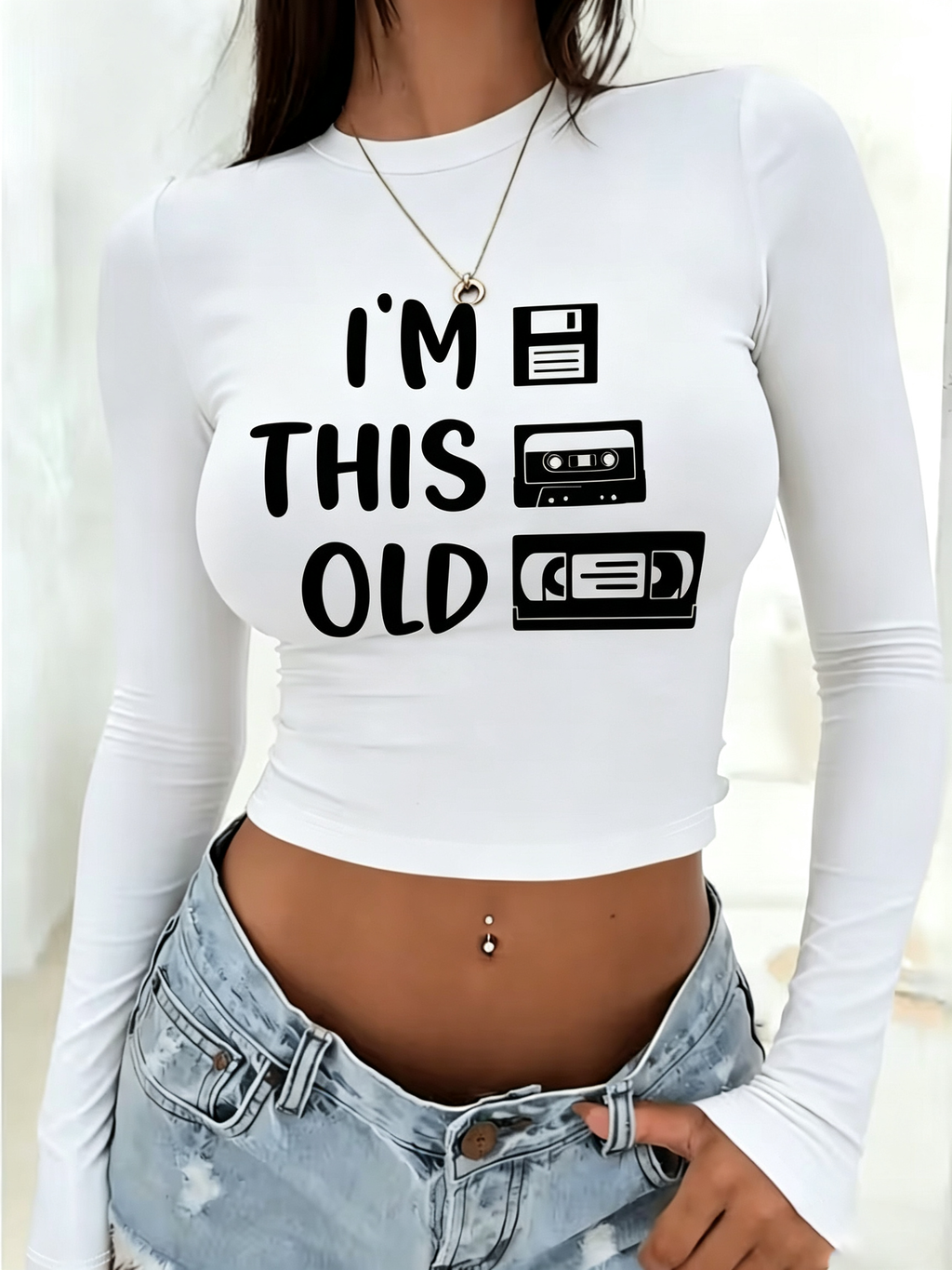 White I'm This Old Retro Graphic Top