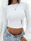 White Run It Side Text Long Sleeve Top