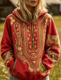 Red Paisley Quilted Hoodie