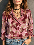 Pink Velvet Checkered Floral Shirt