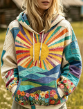 Sunrise Landscape Quilted Hoodie