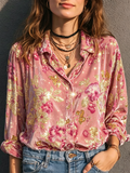 Pink Floral Velvet Shirt