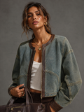 Green Wash Denim Bomber Jacket