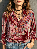 Burgundy Floral Velvet Shirt