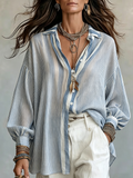 Light Blue Pinstripe Oversized Shirt