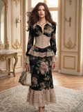 Black Floral Corset Mermaid Dress