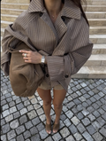 Brown Houndstooth Oversized Jacket