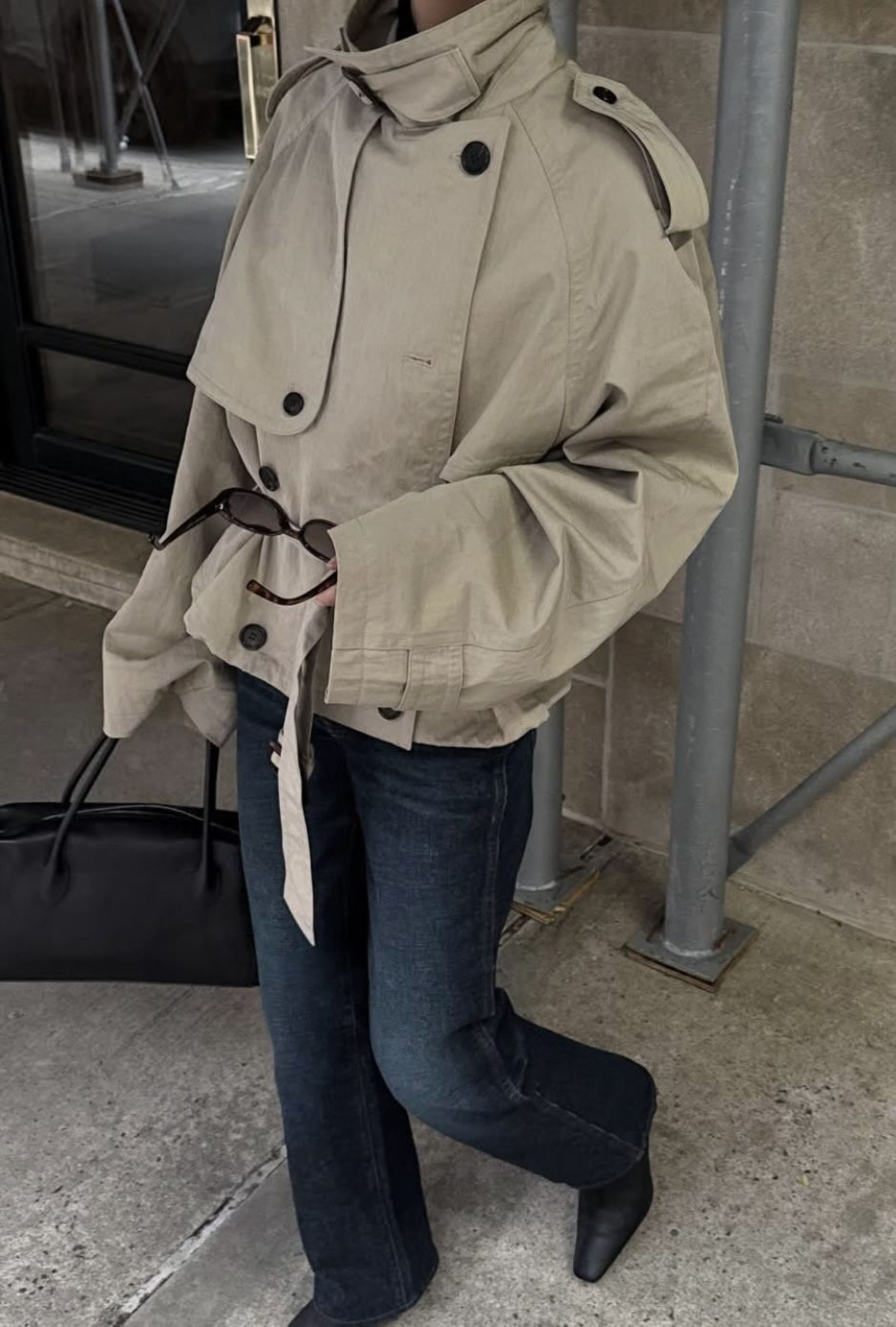 Beige Belted Utility Jacket
