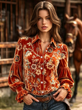 Orange Floral Velvet Shirt