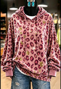 Pink Leopard Glitter Velvet Hoodie