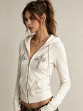 Cream Cross Graphic Zip-Up Hoodie