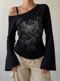 Black Gothic Cross Flared Sleeve Top