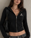 Black Cross Zip-Up Hoodie