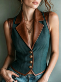 Green Velvet Button-Down Vest