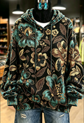 Black Gold Floral Velvet Hoodie