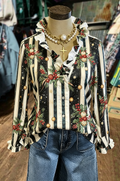 Black Gold Christmas Stripe Blouse