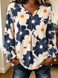 Blue Floral Print Blouse