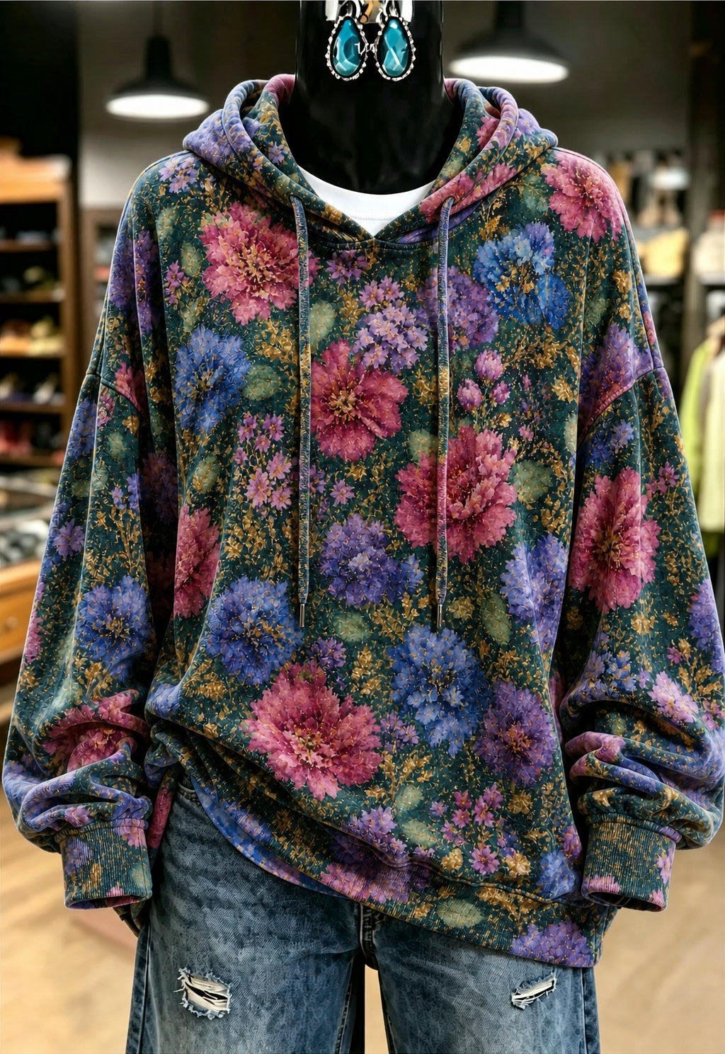 Multicolor Floral Print Hoodie