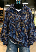 Blue Paisley Print Hoodie
