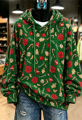 Green Christmas Print Hoodie
