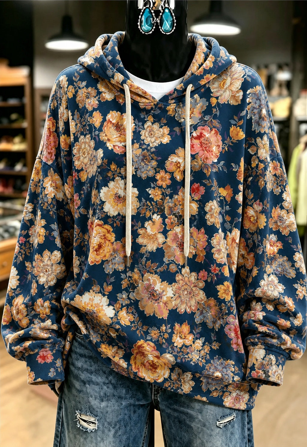 Blue Floral Paisley Hoodie
