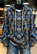 Blue Paisley Print Hoodie