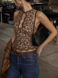 Brown Lace Sleeveless Top