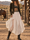 Olive Velvet Embroidered Jacket and Lace Top Set